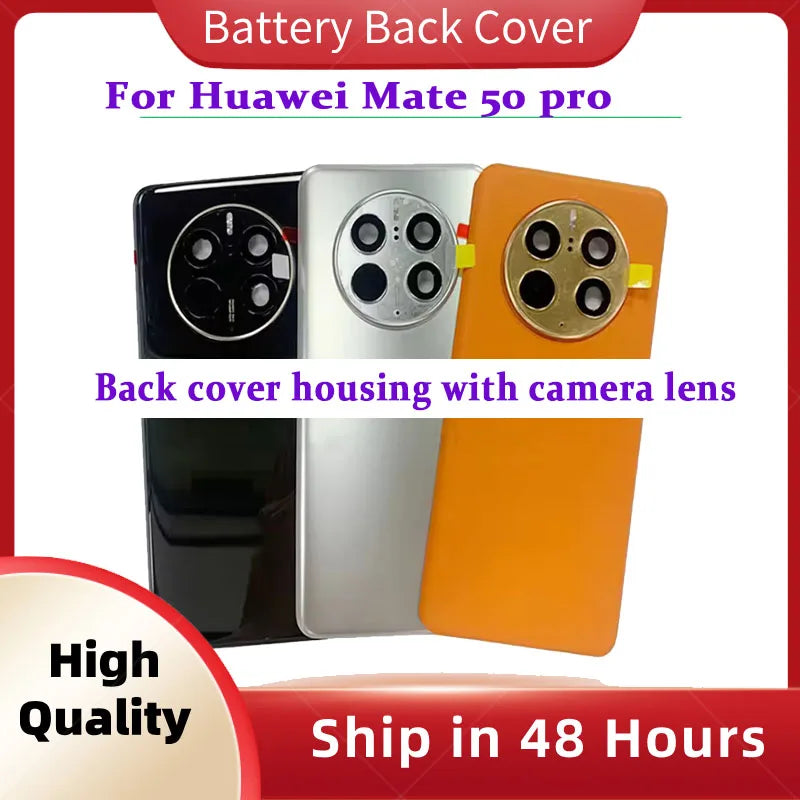 Real Grade A New Back Cover For Huawei Mate 50 Pro Housing Battery Rear Case with Camera Frame Glass Lens Phone Lid Shell