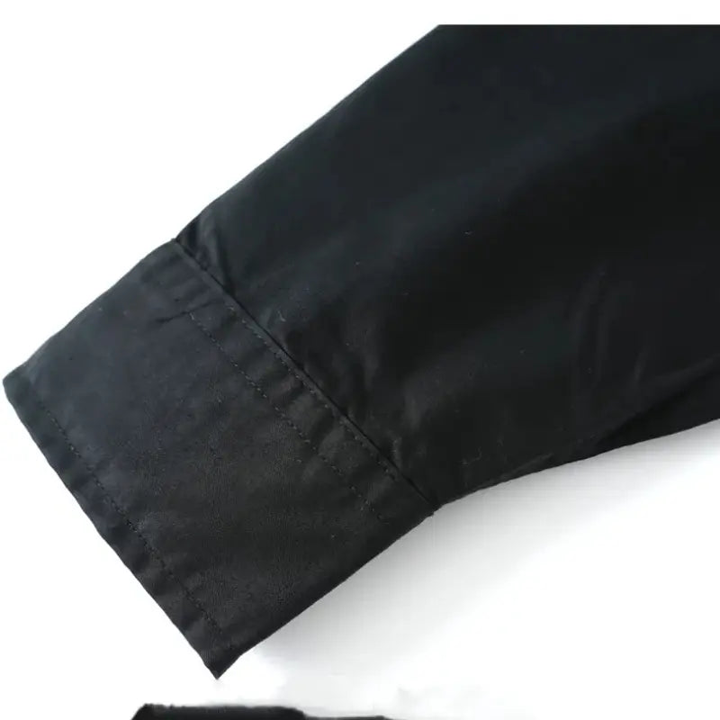 black nylon sleeve with a clean stitched cuff on a men printed casual long sleeve shirt