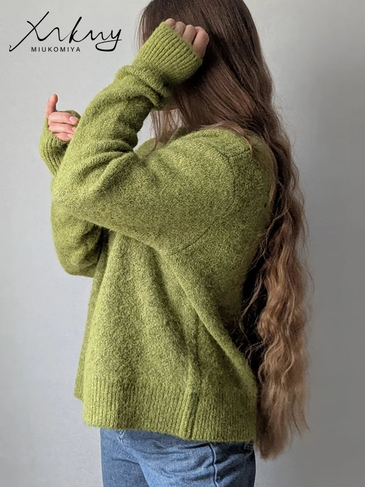 Women's Winter Sweater Warm Pullovers O Neck Knitwear Loose Knit Jumpers Basic Brown Sweaters For Women Winter Pink