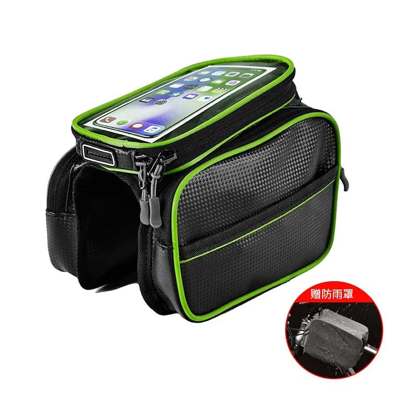 Bike Bags Road Bike Riding Gear Accessories Large Capacity Touch Screen Handlebar Front Tube Waterproof Mobile Phone Bag