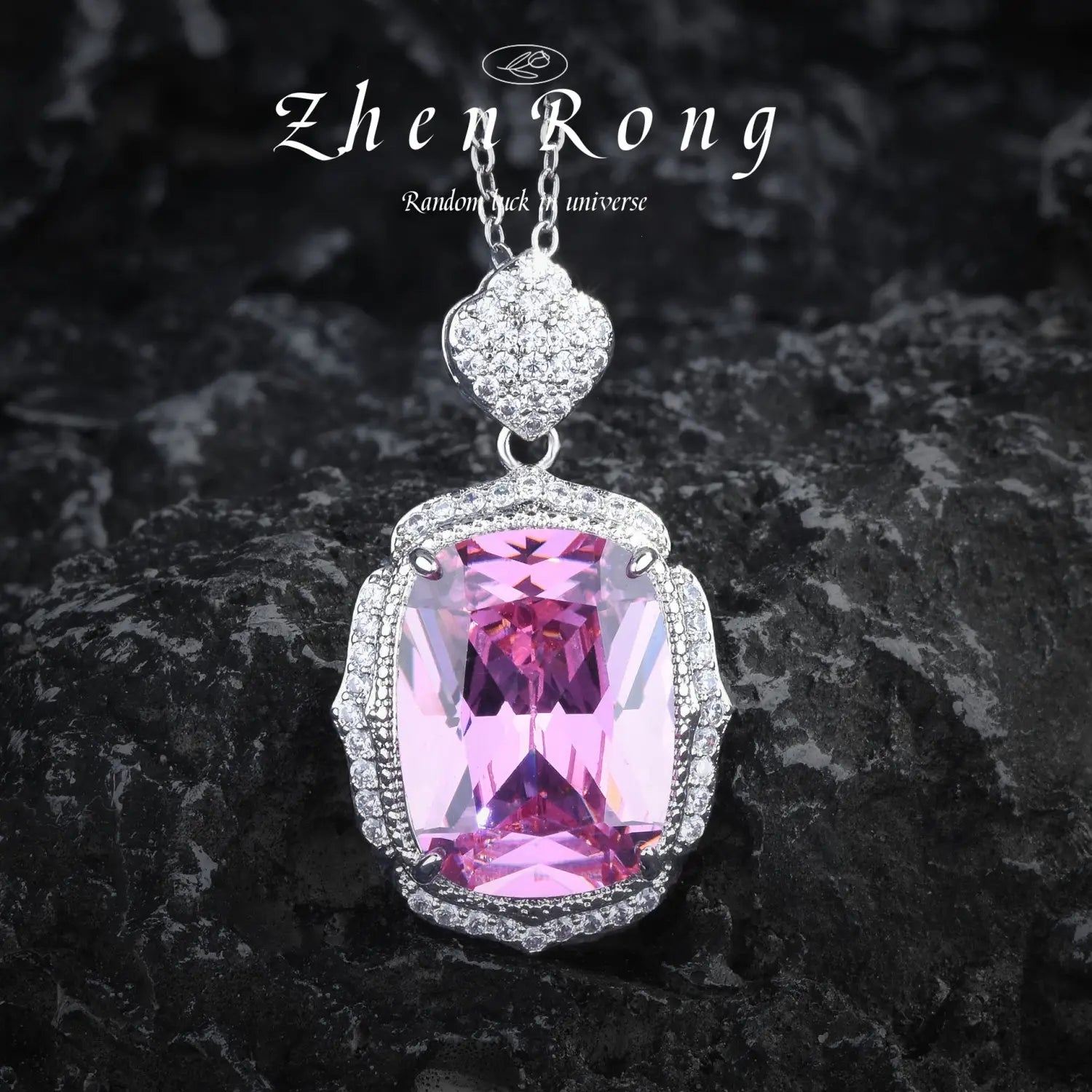 Pink Zircon Silver Jewelry Set Wedding Pendant