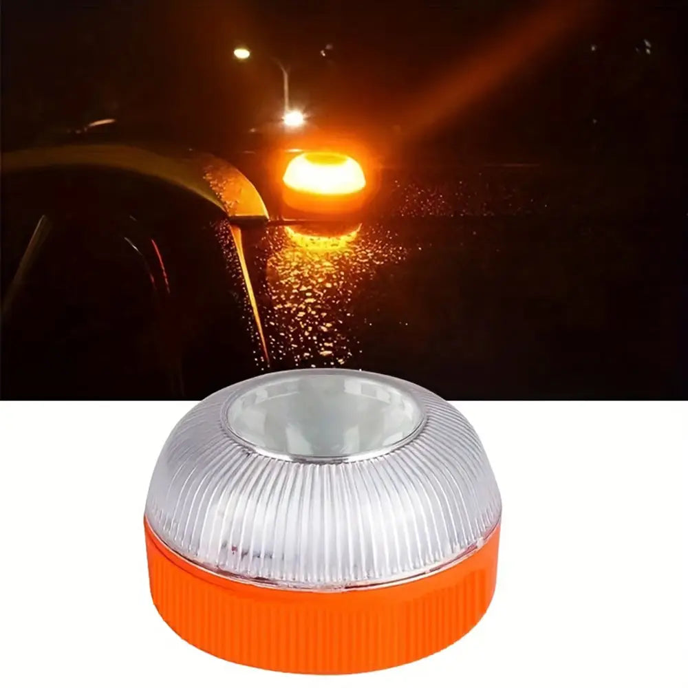 magnetic led car emergency strobe light beacon featuring an orange and clear plastic ribbed design for enhanced visibility.