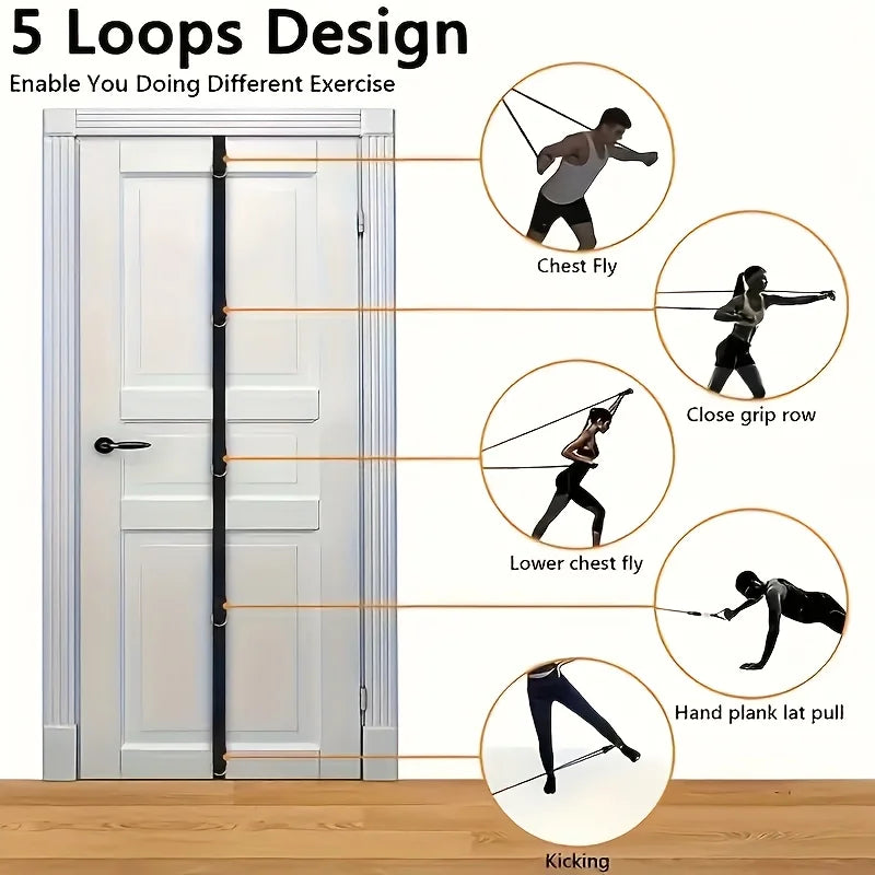 1pc Heavy-Duty Suspension Trainer System with 5-Loop Resistance Bands - All-in-One Home Gym Equipment for Strength Training