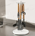 Kitchen Utensil Stand: Rotating Storage Hanger with 8 Hooks,for Countertop Organization Rotatable Cooking Utensils Holder