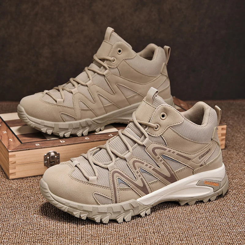 Men's Hiking Boots High Top Trekking Sneakers For Men Platform Camping Sports Shoes Outdoor Breathable Non-slip Climbing Shoes