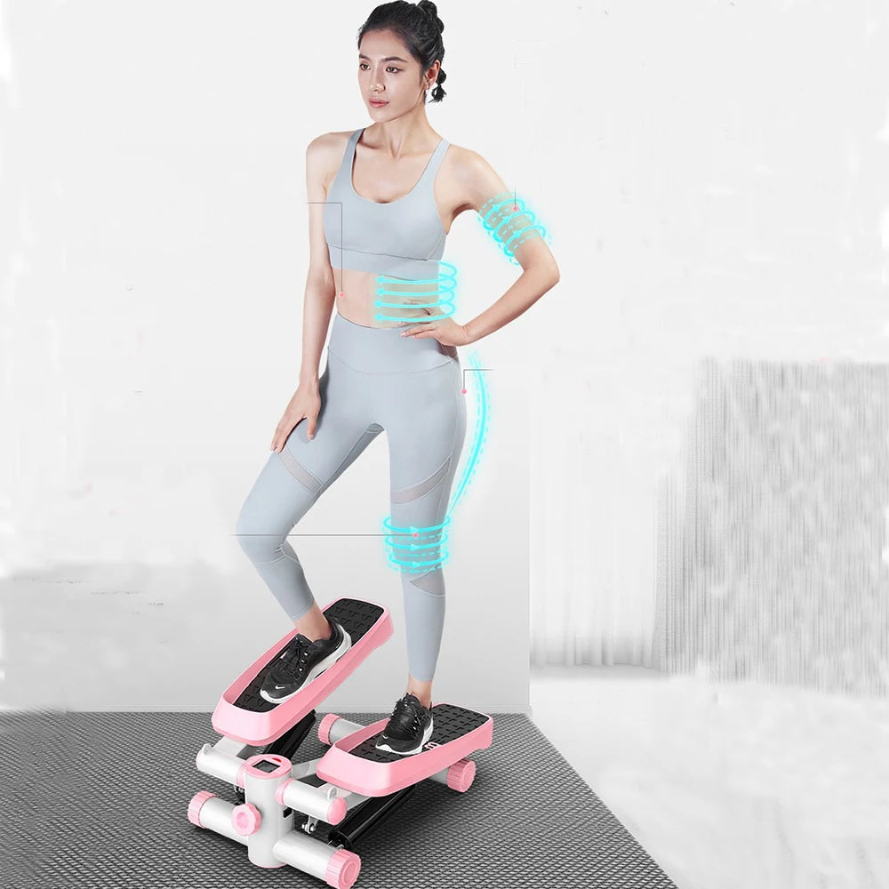 Portable Home Gym Mini Fitness Stepper Exercise Machine With LCD Display And Resistance Band Workout Program