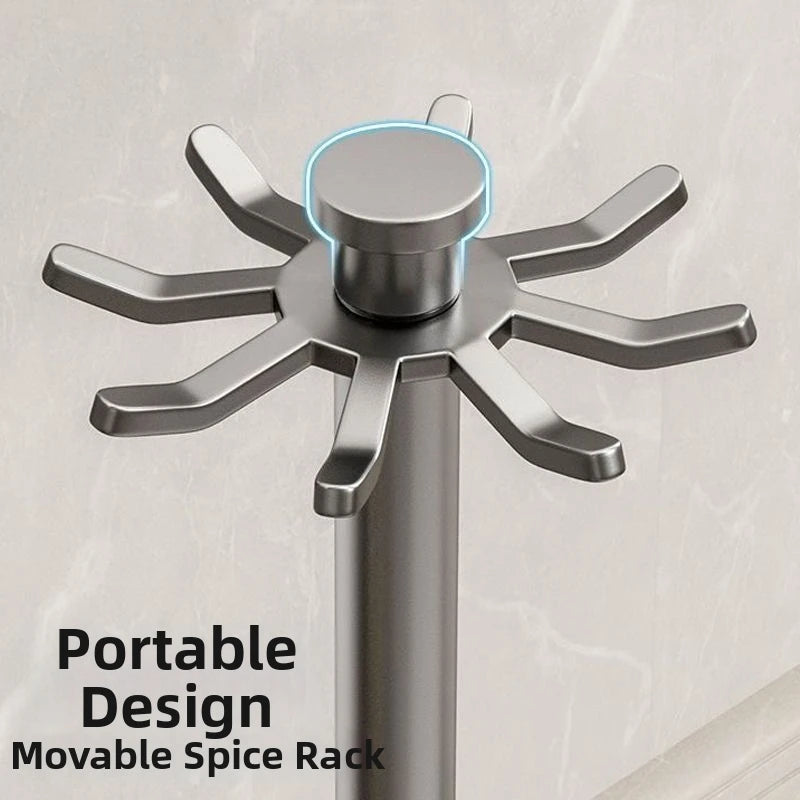 Kitchen Utensil Stand: Rotating Storage Hanger with 8 Hooks,for Countertop Organization Rotatable Cooking Utensils Holder