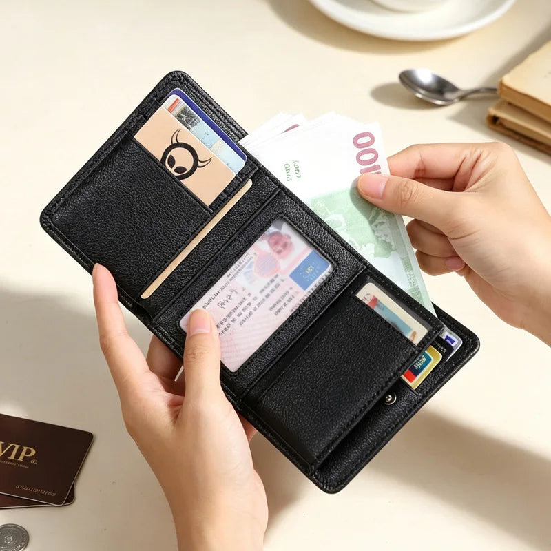 Genuine Leather Men Wallet Fashion Short Luxury Male Purse High Quality Trifold Women Wallets with Hasp