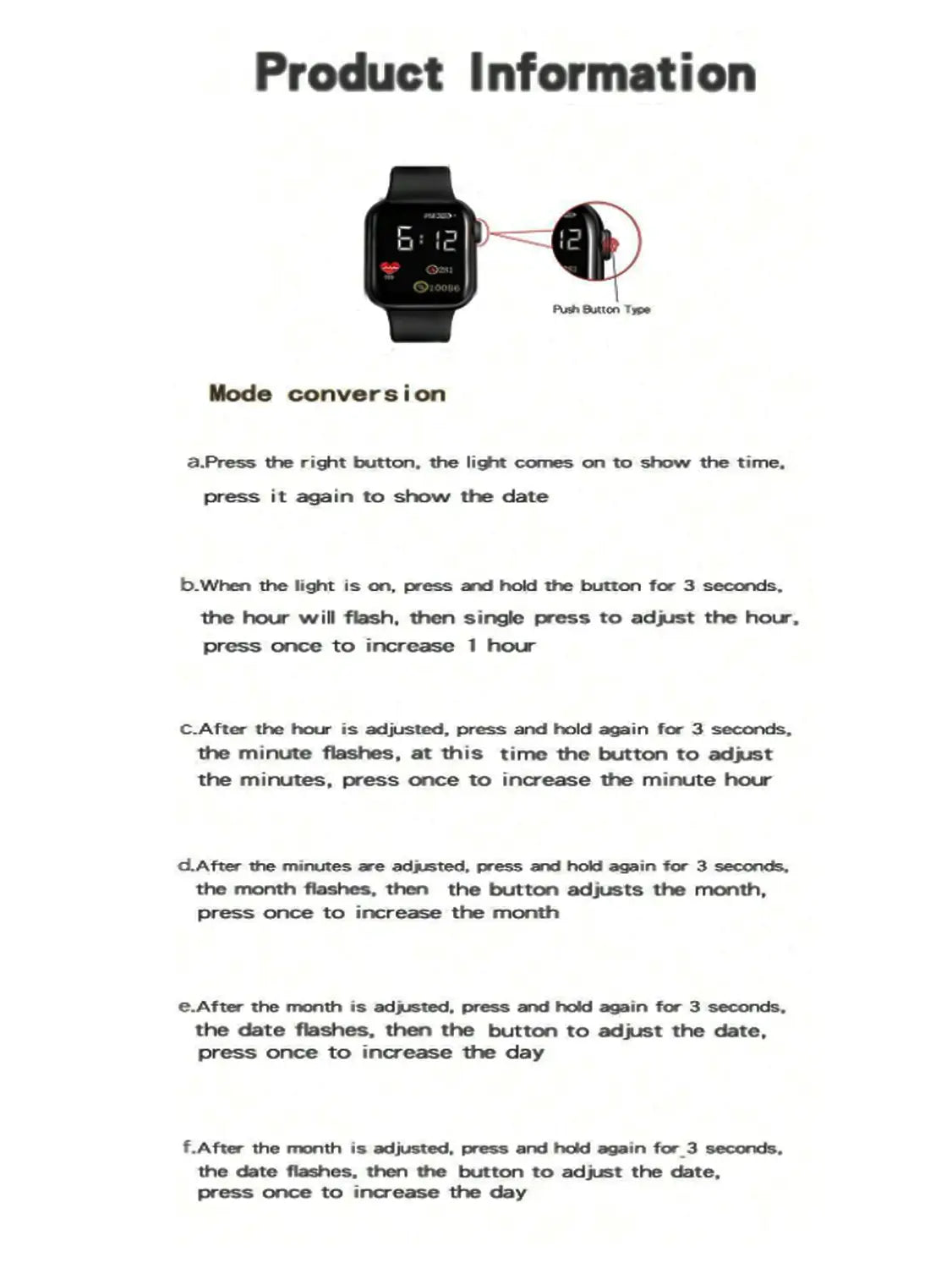 Black silicone digital watch set women fashion gift featuring a rectangular display with time and date and a push-button side interface