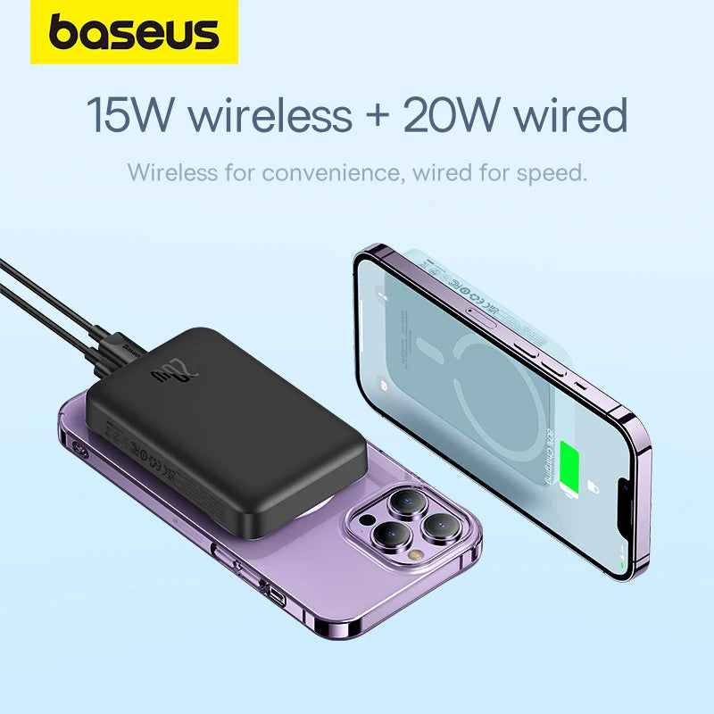 Baseus Magnetic Power Bank Wireless External Battery For Magsafe For iphone 16 15 14 13 12 Mini Pro Max 10000/20000mAh Powerbank