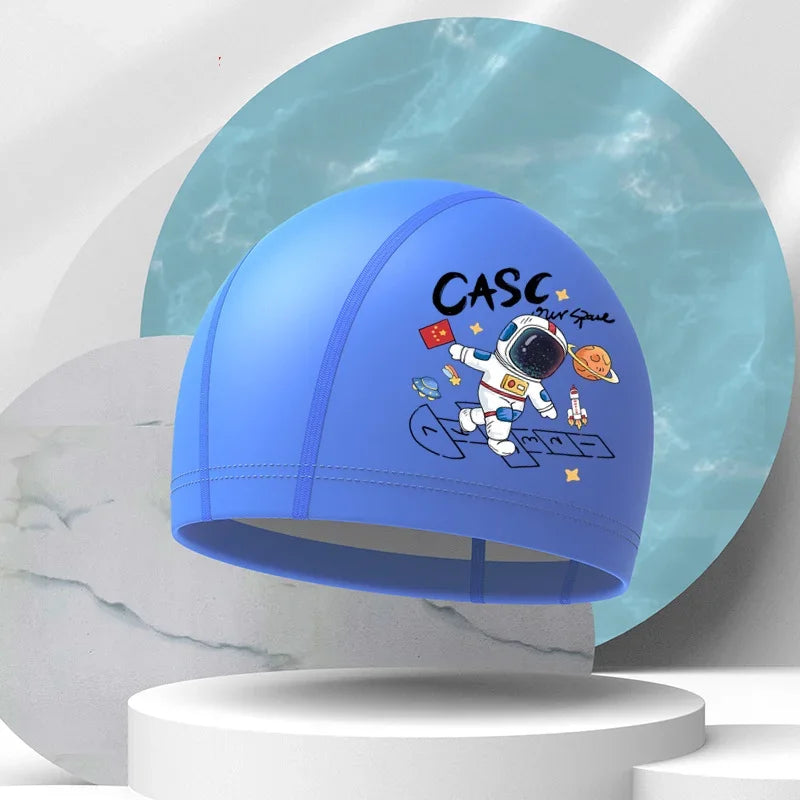 Children's Cartoon Swimming Cap, Waterproof, High Elastic, Ear Protection, Cute, Boys, Girls, Swimming Accessories