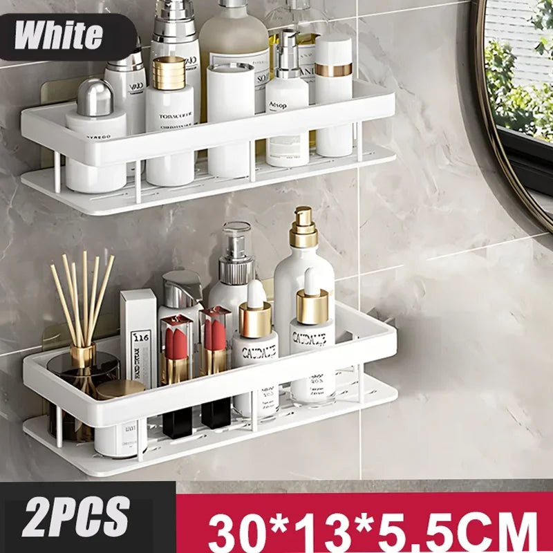 Bathroom Shelf Kitchen Storage Organizer Aluminum Alloy Shampoo Rack Shower Shelf Bathroom Accessories No Drill Shelf