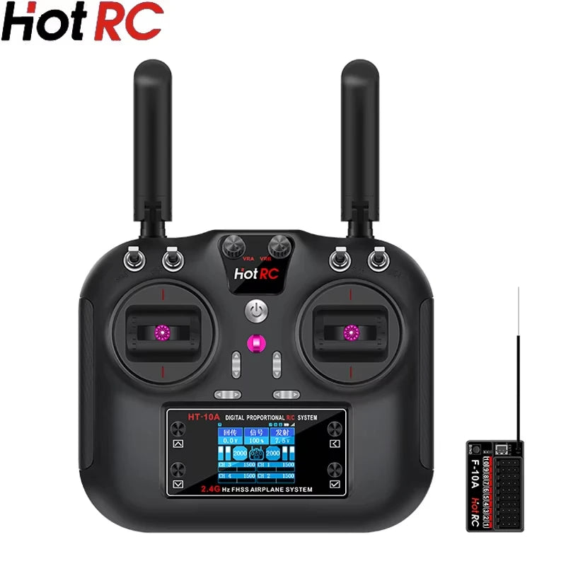 HOTRC HT-10A 10 Channel Color Screen Remote Control Suitable For Remote Control Of Model Aircraft And Car Models Drone FPV
