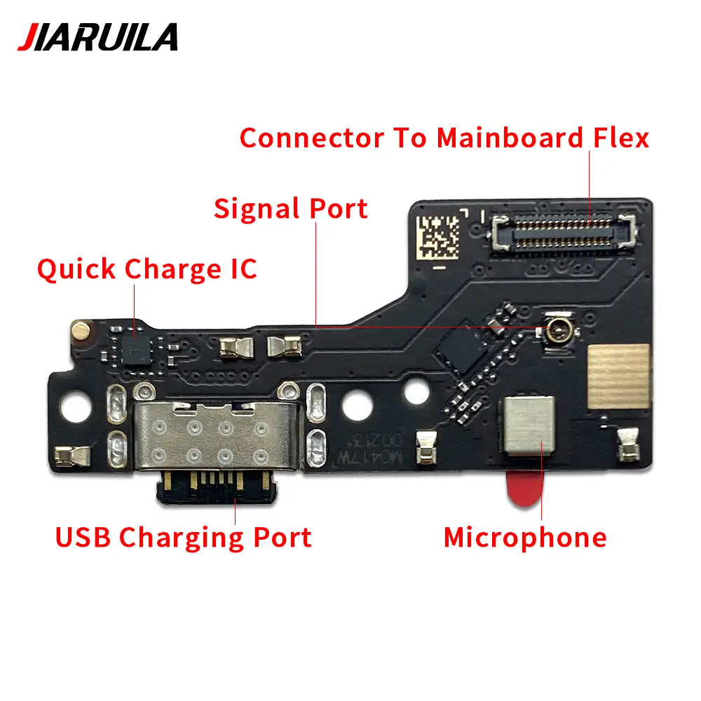 cable flexible negro del puerto de carga USB para Xiaomi Redmi series, con componentes de puerto de señal y micrófono, diseñado para cumplir con el tiempo de protección de China Post