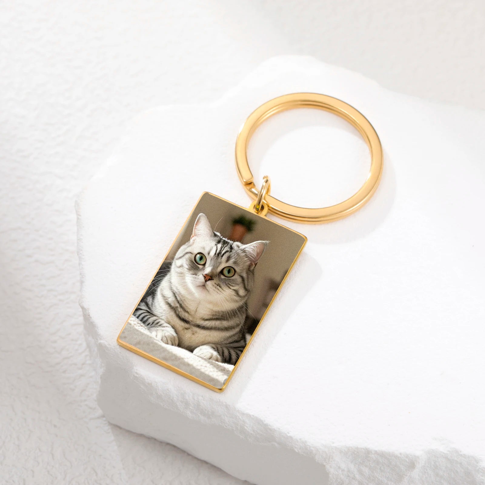 Personalized Photo Keychain Custom Rectangle Pendant Single Double Side Print Picture Key Ring Customized Family Party Gifts
