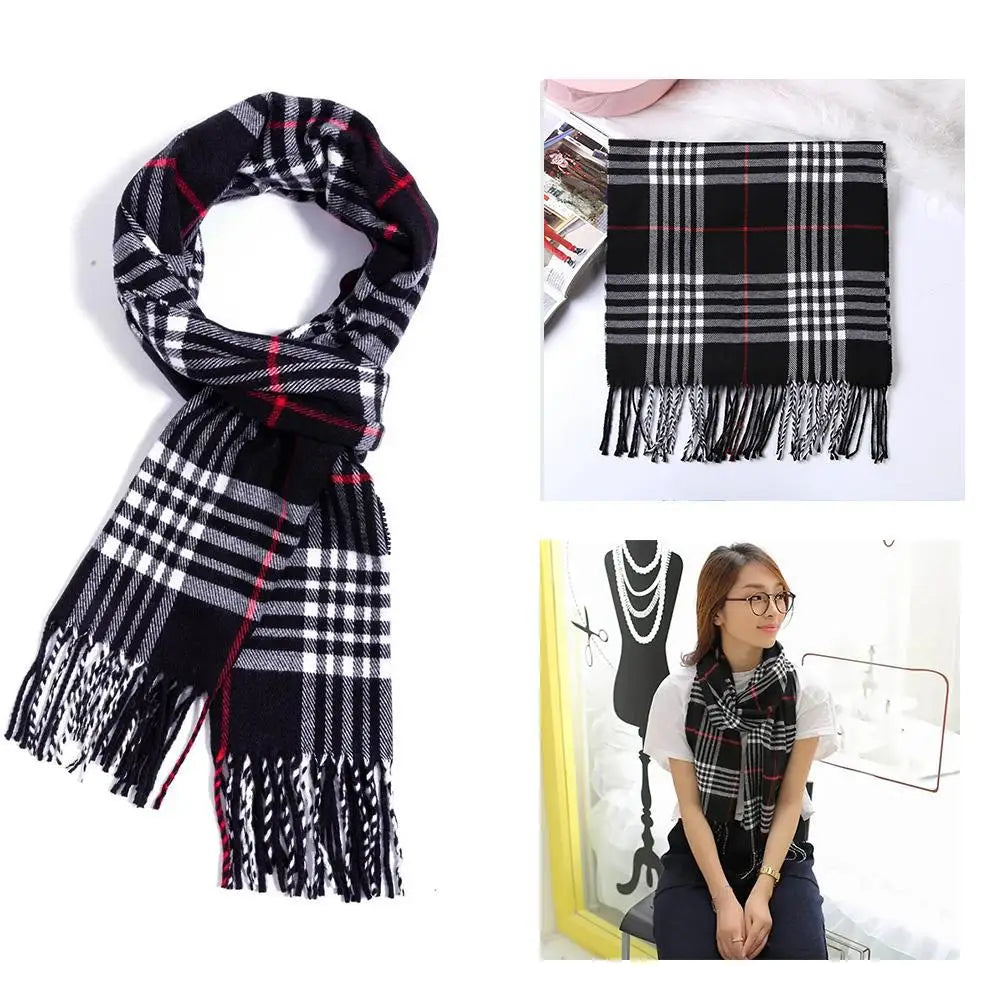 British Style Winter Scarves Faux Cashmere Couple Shawls, Autumn/Winter Bestseller Warm Knit Wraps for Men Women