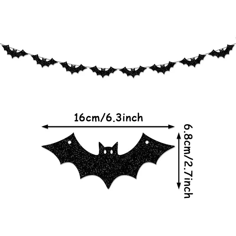 Halloween Party Decor Paper Banner Bat Spider Ghost Banner Garland Bunting For Home Halloween Party Hanging Ornaments Favor Gift