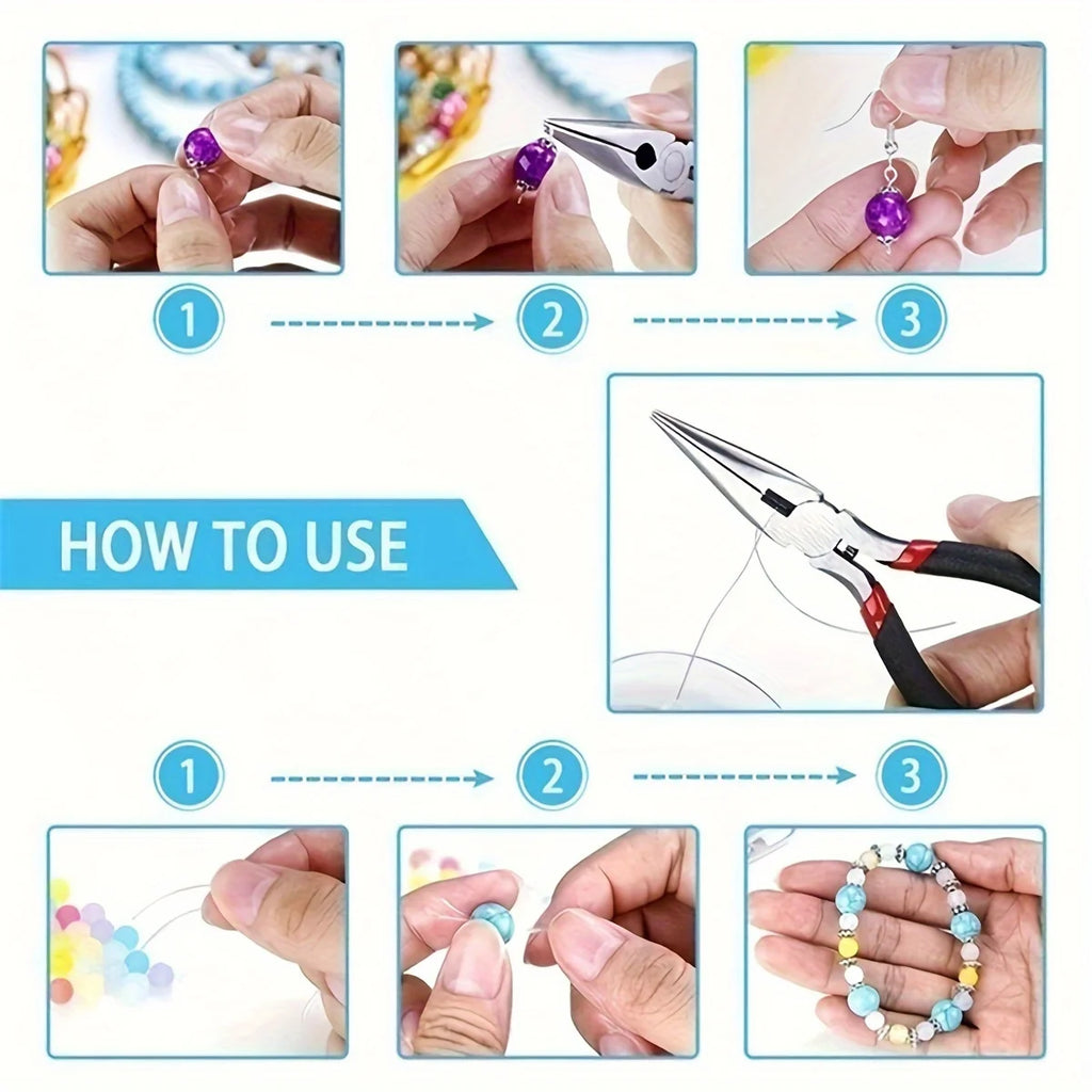 DIY Jewelry Making Tool Set 8pcs Handmade Pliers, Scissor, Tweezers, Jump Ring Opener, Suitable For Jewelry Handmade Pracise
