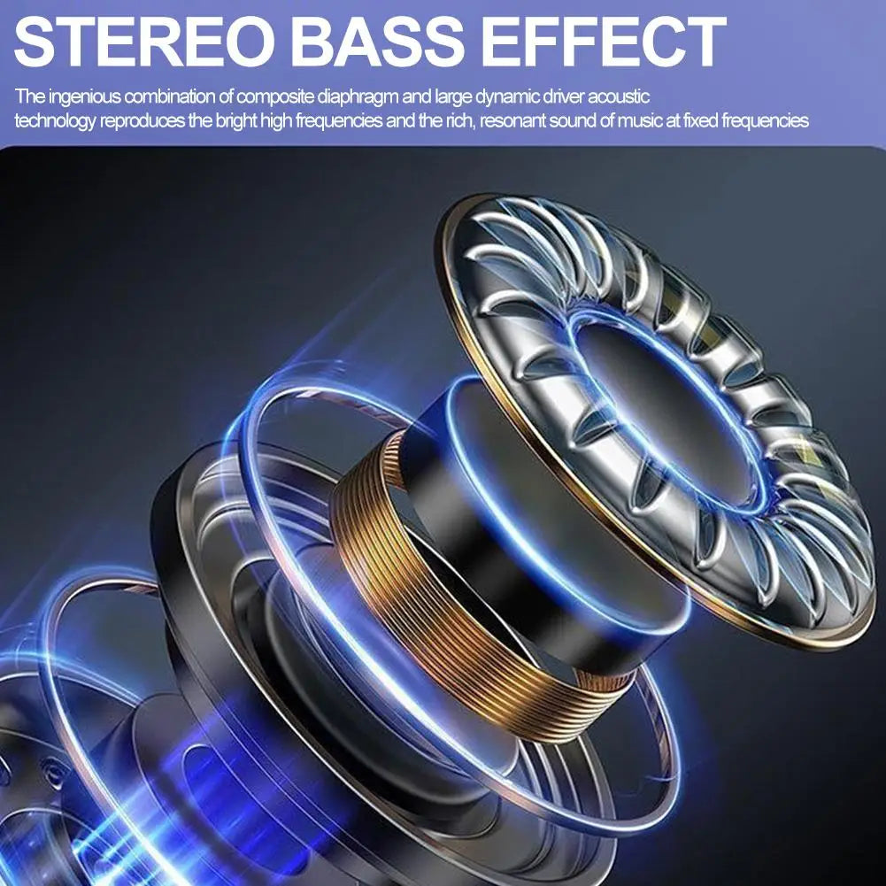Silver and gold-toned dynamic driver speaker component with composite diaphragm from open ear Bluetooth 5.4 sport earhook headphones designed for stereo bass effect.