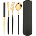 4pcs Black Silver Portable Cutlery Set Stainless Steel Cutlery Set With Storage Box For Home Kitchen Dining Household Tableware