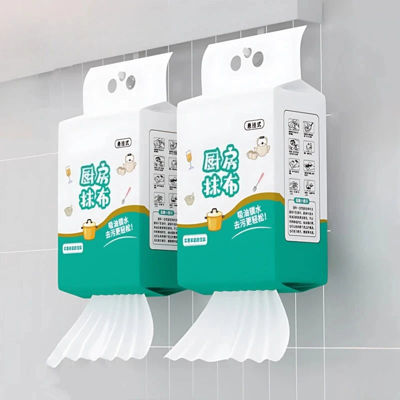 Kitchen Disposable Wipes Hanging Kitchen Wipes Reusable Non-woven Cleaning Cloth Household Dishcloths Paper Towels Cleaning Pads