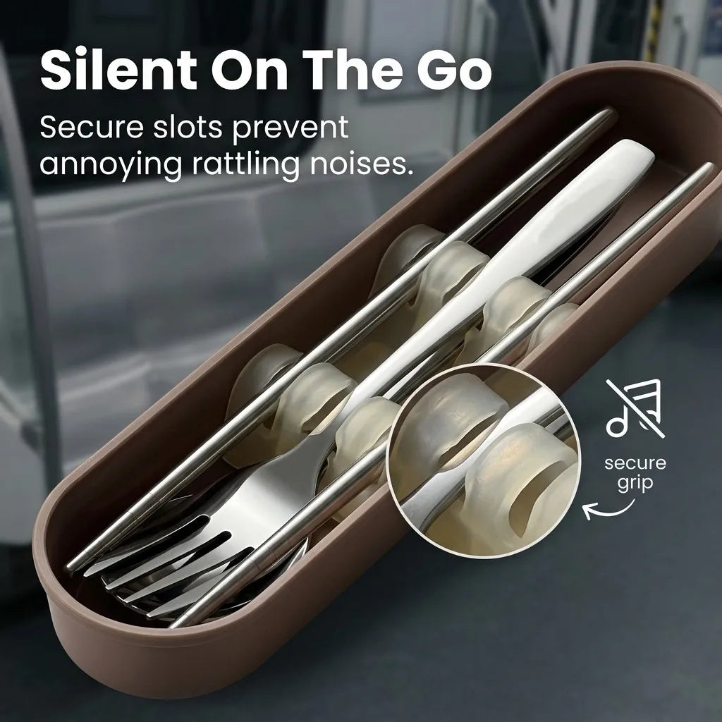 Stainless Steel Cutlery Set Portable Forks And Spoons Chopsticks Silverware Utensils Flatware Set With Organizer Travel School