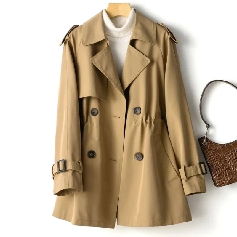 Pink Trench Coat Women New Double Breasted Mid-Long Woman Trench Coat Lining Overcoat Spring Windbreaker Female Outerwear Autumn