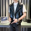 Pu Leather Vest men Trendy Streetwear Biker Jacket Fashion Male Waistcoat Motorcycle Style Hip Hop Clubwear Night Cool Outerwea