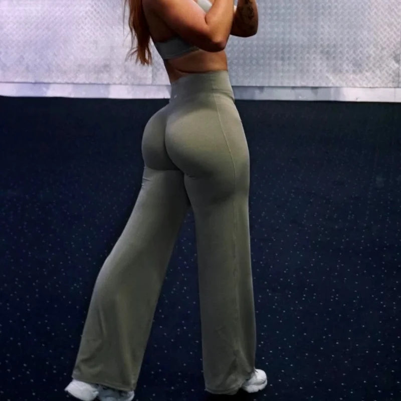 Gym Workout Wide Leg Leggings High Waist Booty Lifting Yoga Pants for Women Tummy Control Workout Leggings Gym Fitness Pants