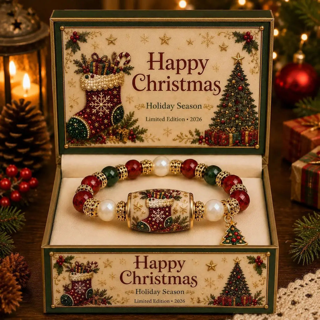 Christmas Bracelet Stretch Beaded Bracelet Christmas Tree Elk Stocking Charms Christmas New Years Gift Droshipping