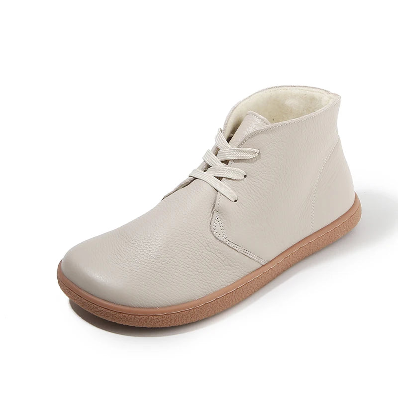 Barefoot Leather Boots With Wool Linning Inside For Women  man Zero Drop Wider Toes Box