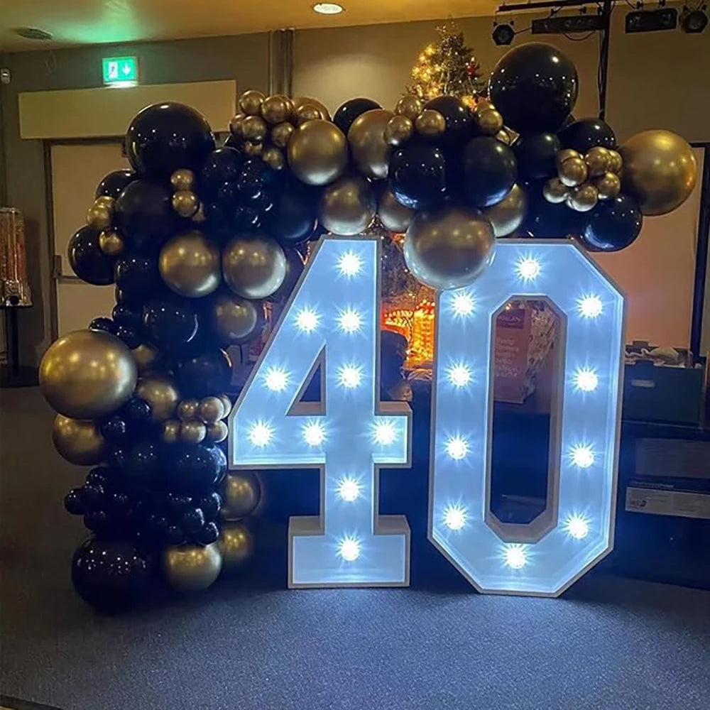 Birthday Party Balloons Garland Arch Black Gold Latex Balloon Kit 40th Birthday Decor Globos Graduation New Year 2024 Decoration