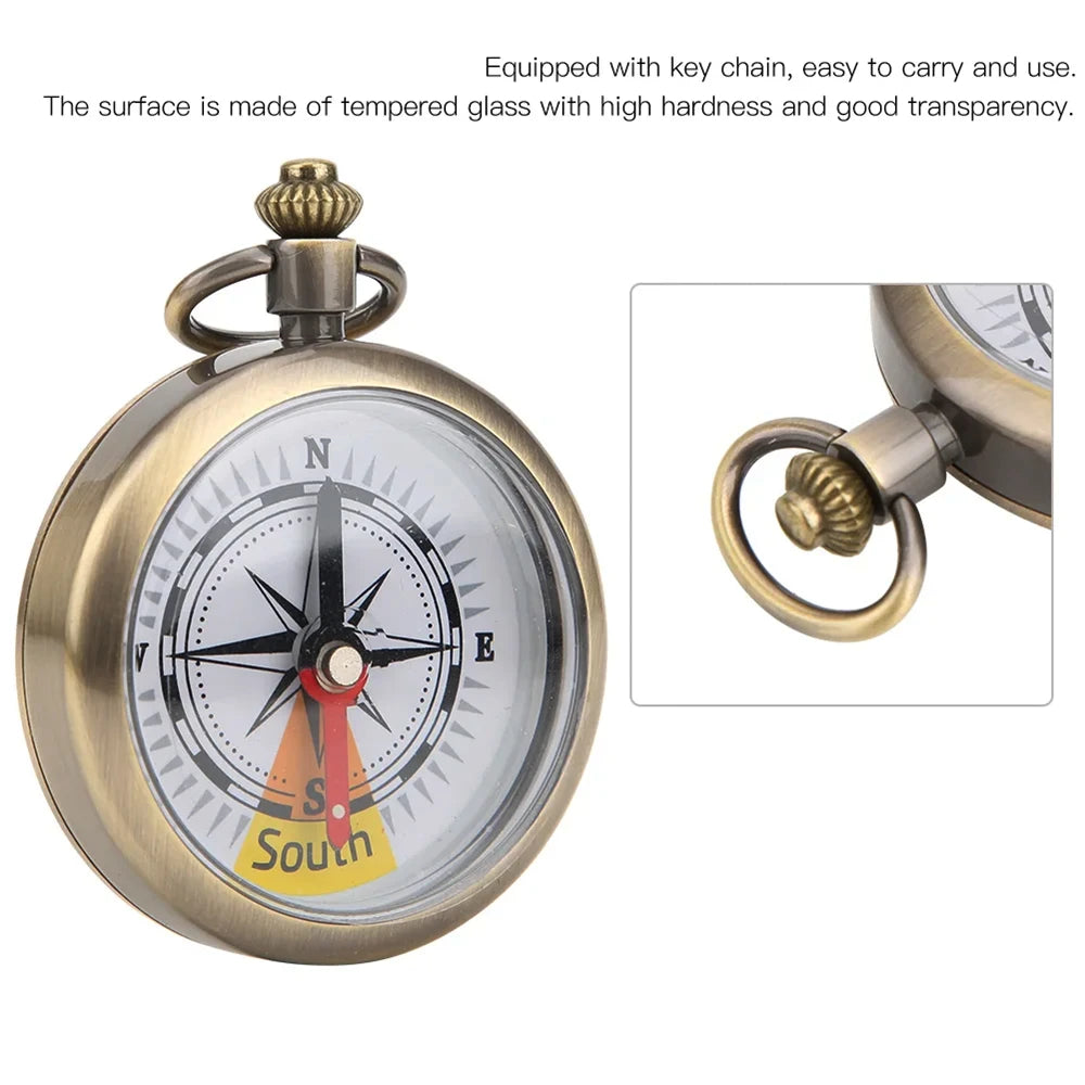 Outdoor Compass Camping Hiking Portable Pocket Brass Gold Color Zinc Alloy Material Compass for Travel
