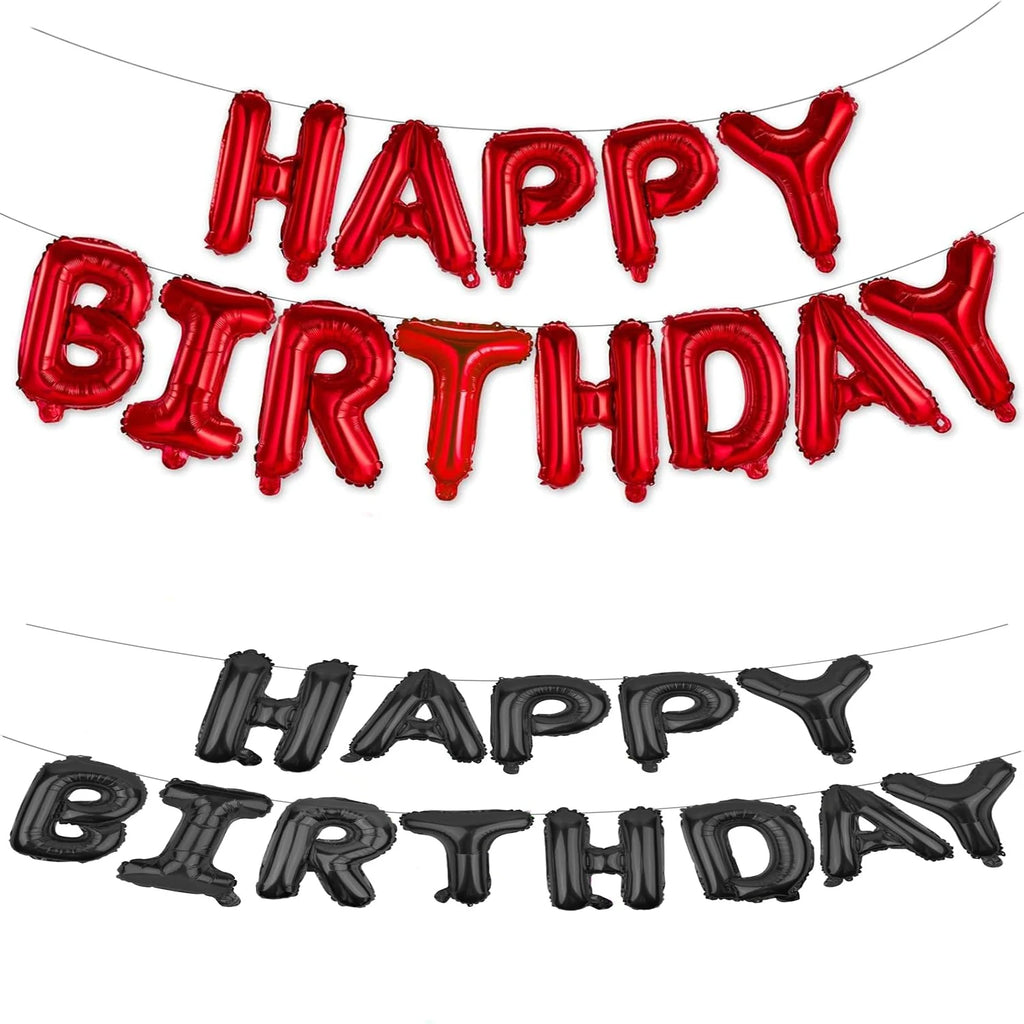 Happy Birthday Balloons Banner Red 16 Inch Mylar Foil Letters | Inflatable Party Decor and Event Decorations for Kids and Adults