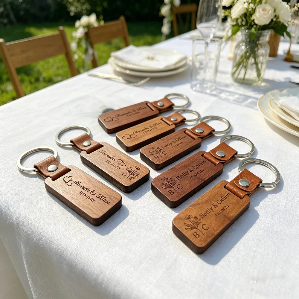 5/20/50Pcs Personalized Engraved Wood Key Chain - Custom Keychain Gift for Home Car Office, Birthday Anniversary Small Business