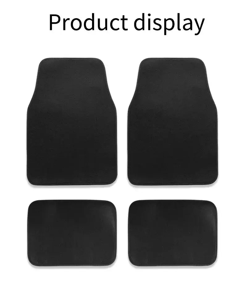 Juego de cuatro alfombrillas para el piso del automóvil con rombos negros, fabricadas con material resistente para uso en la parte delantera y trasera.