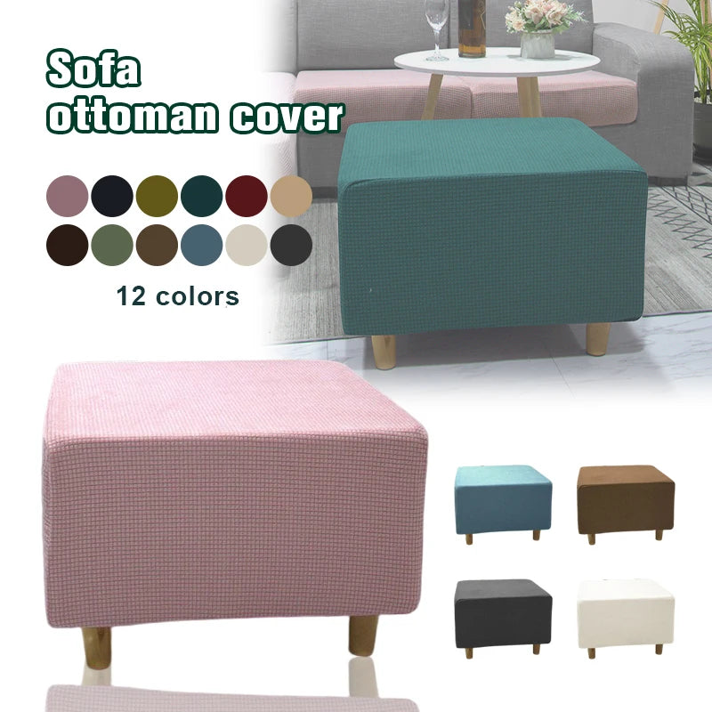 Nordic Elastic All-inclusive Footrest Ottoman Cover Sofa Pedal Cover Thicken Furniture Protection Universal Square Stool Cover