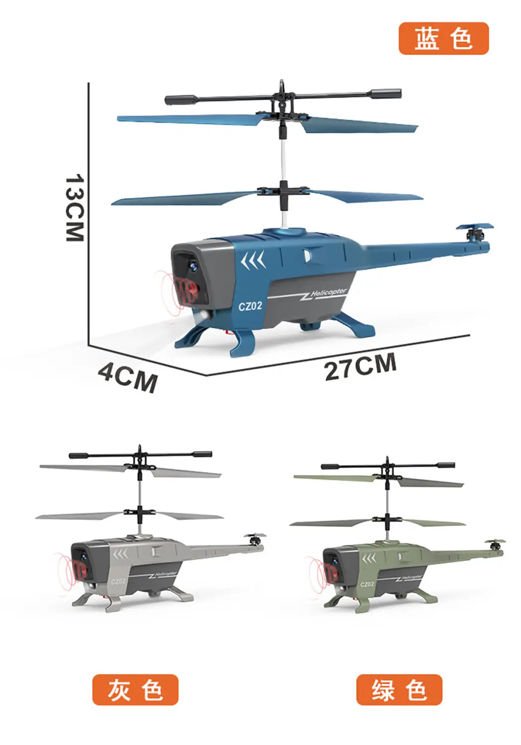 hélicoptère télécommandé bleu modèle cz02 avec pales de rotor noires et accents gris, doté d’un évitement des obstacles et d’un temps de charge optimisé pour un temps de vol prolongé.