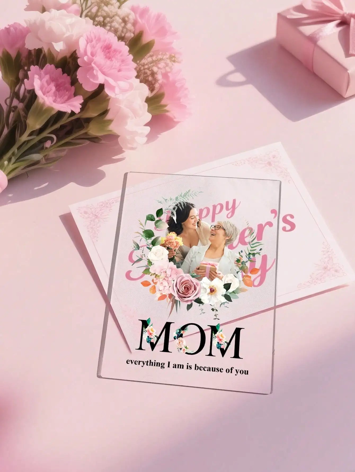 Custom Mother Father Day Acrylic Plaque Personalized Photo Text with Quote Gift for Mom Dad Grandma Grandpa Anniversary Birthday