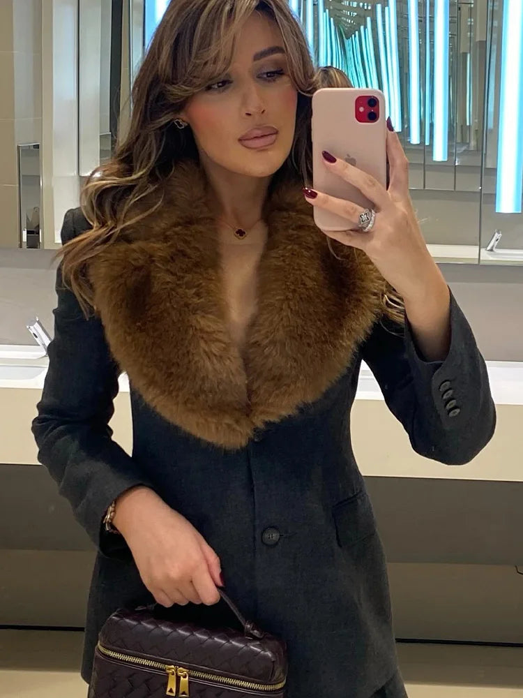 HH Women Winter Elegant Slim Elegant Turn-Down Collar Coat Black Pockets Belt Decoration Women Fashion Long Sleeves Coats