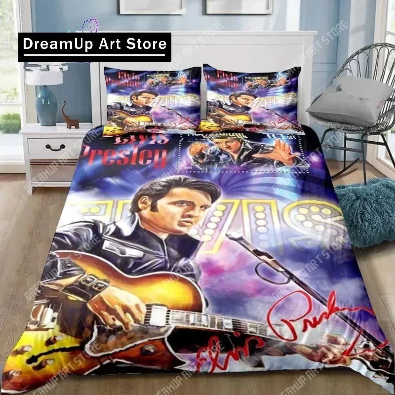 Poster Collection E-Elvis Presley Bedding Set Single Twin Full Queen King Size Bed Set Adult Kid Bedroom Bedding Gift