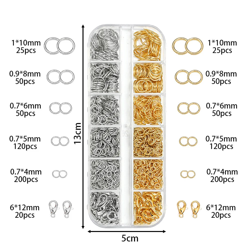 DIY Box Jewelry Findings Kits Open Jump Rings Lobster Clasps HooksPliers Tweezers for DlY Bracelet Necklace Jewelry Making