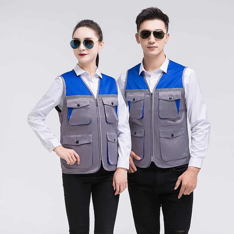 Men's Outdoor Vest Hiking Fishing Hunting Photography Multi-Pockets Multi-Function Maintenance Worker Waistcoat Print Logo