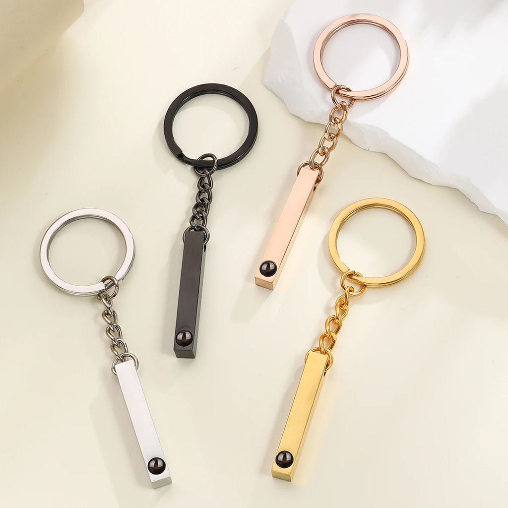 Personalized Custom Photo Projection Keychain For Women Men Strip Pendant Projection Key Ring Memorial Anniversary Gift Jewelry