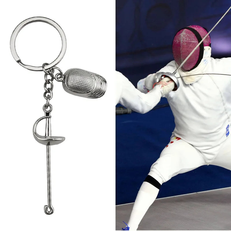 Fencing Keychains Sports Keychain for Key Swords Jewelry for Man