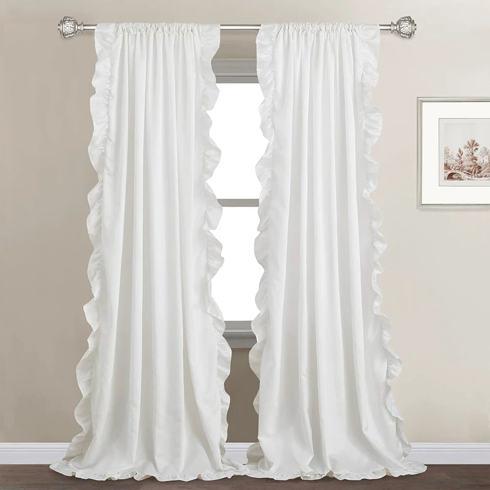 1/2 Panels Elegant and Romantic, These Minimalist, Semi-Sheer Ruffled Curtains Are Perfect for Decorating Bedrooms, Living Rooms