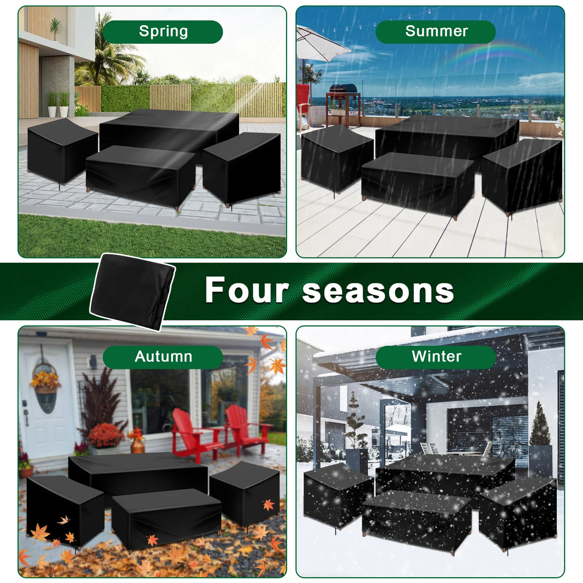 4Pcs Patio Furniture Cover Set Heavy Duty Waterproof Patio Furniture Cover Oxford Cloth Outdoor Furniture Cover with Drawstring