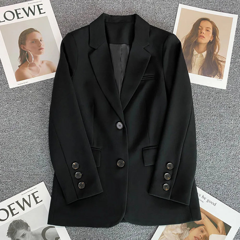Elegant Office Lady Blazer Woman 2023 Fashion Long Sleeve Single Button Blazers New In Coats And Jackets Clothing Outerwears