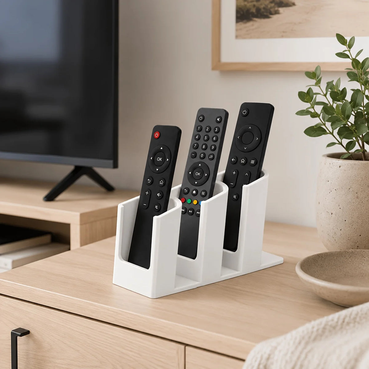 3-Slot Remote Control Organizer, Creative Home Desktop Storage Rack, for Convenient TV, AC, And Set-Top Box Remote Organization