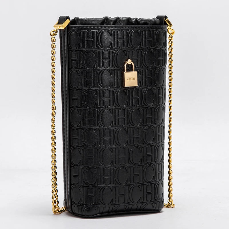 Leather Shoulder BagsEmbossed  Motifs Vintage-Inspired Designs with Gold-Toned Locks Textured Chains Chic Functional Details